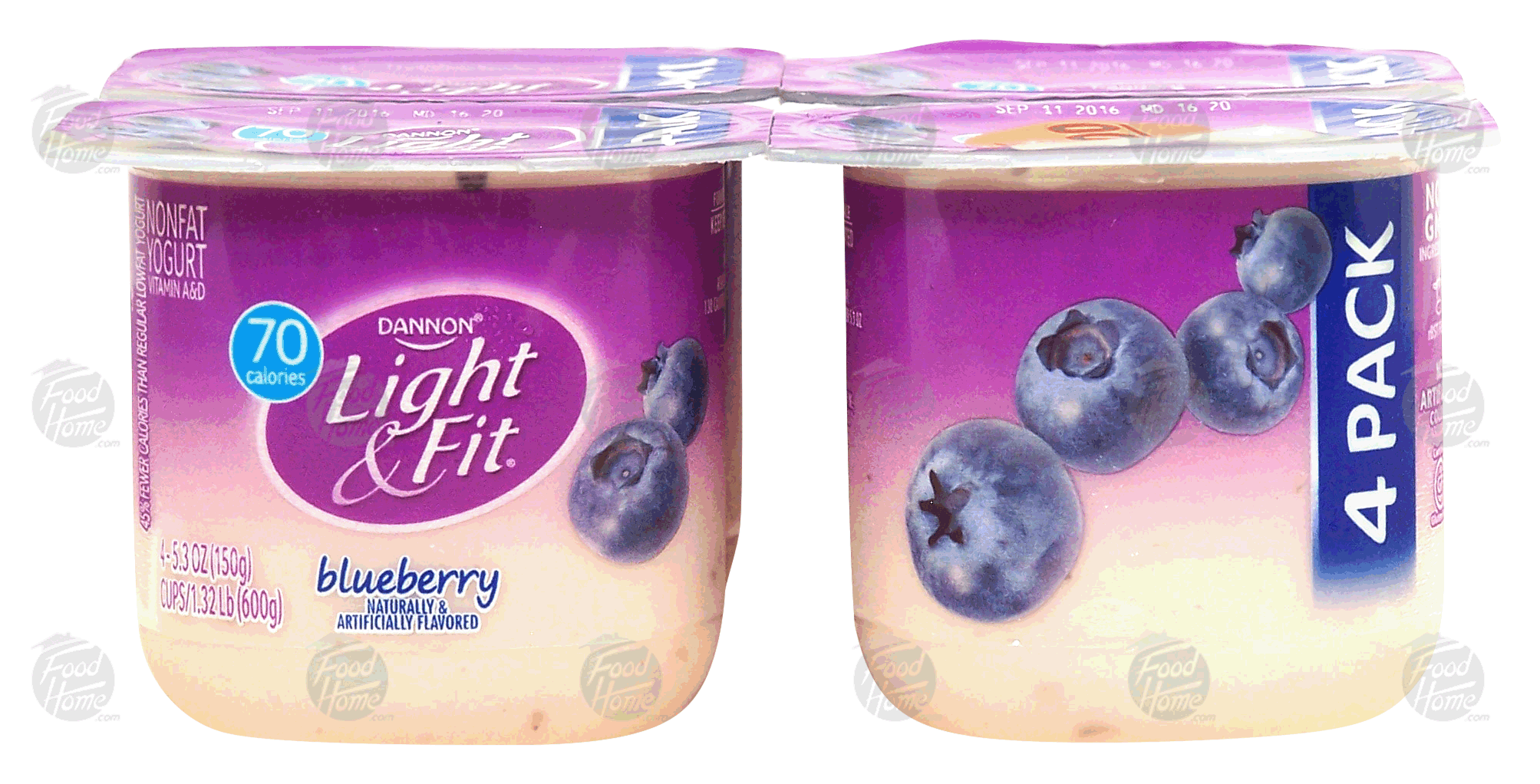 Dannon Light & Fit blueberry flavored nonfat yogurt, 5.3-oz. Full-Size Picture